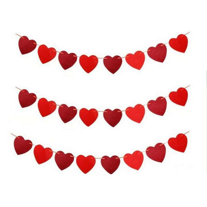 Valentines Day Red Heart Banner Garland Bunting Love Heart Paper Banner Valentines Day Decoration Birthday Party Banner String