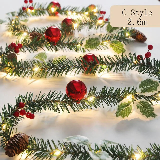 C2 2.6M Luxury Christmas Decorations 2023 Garland Decoration Navidad Rattan with Lights Xmas Home Party Christmas Tree Supplies