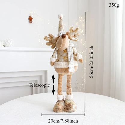 Nordic Style Gold Plush stretch leg Santa Claus Snow Man Elk Doll Christmas Decoration Tree Ornaments 2024Christmas Present