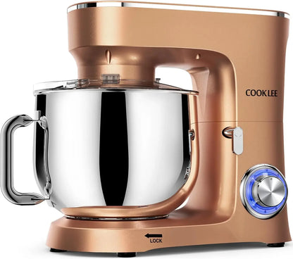 COOKLEE Stand Mixer, 9.5 Qt. 660W 10-Speed Electric Kitchen Mixer with Dishwasher-Safe Dough Hooks, Flat Beaters, Wire Whip