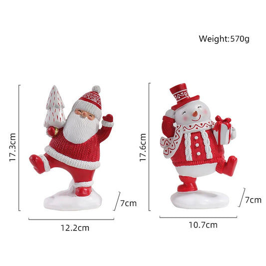 Christmas Tree Santa Claus Snowman Set Decoration Resin Crafts House Holiday Gift Home Decor New Year Xmas 2023