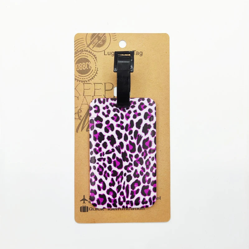 Leopard Print Luggage Label Men Travel Luggage Tag Women Suitcase ID Address Holder Baggage Boarding Portable