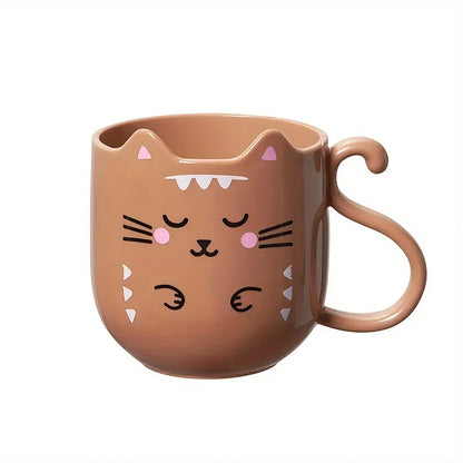 1pc Cute Cartoon Cat Mug Creative Gift for Kids Perfect for Home Travel Thickened Plastic Wash Cup Gift for Children Plastic Mug