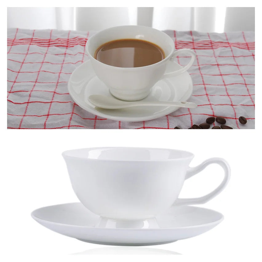 Europe Bone China Coffee Cup Saucer Spoon Set 200ml Luxury Ceramic Mug Top-grade Porcelain Tea Cup Cafe Teaware Party Drinkware