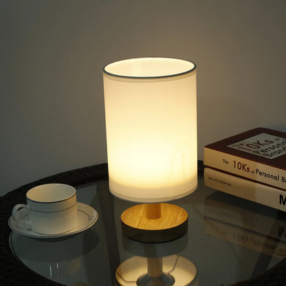 Bedside Lamp Night Lights USB Retro Nightstand Table Lamp Dimmable For Bedroom Wooden Desk Lamp with Fabric Shades Home Decor