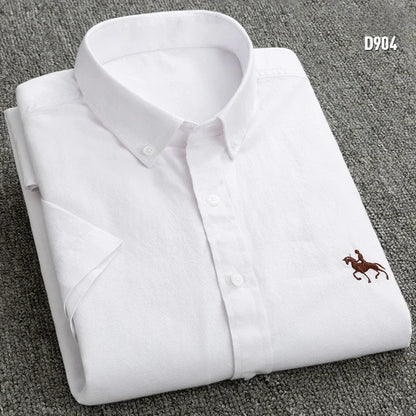 Large size men short sleeve shirt 100% pure cotton oxford tops summer slim fit formal plain shirt Casual Shirts new 6XL business