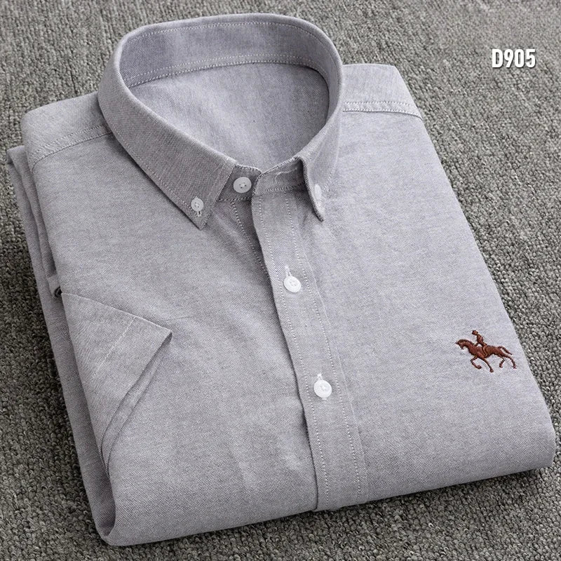 Large size men short sleeve shirt 100% pure cotton oxford tops summer slim fit formal plain shirt Casual Shirts new 6XL business