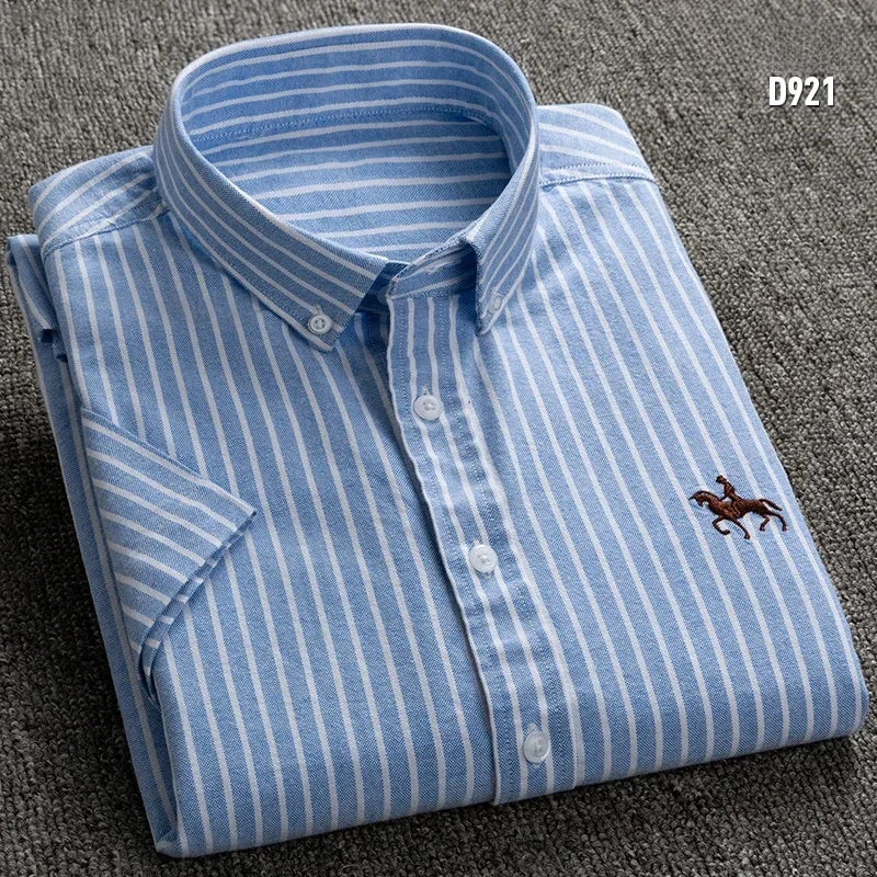 Large size men short sleeve shirt 100% pure cotton oxford tops summer slim fit formal plain shirt Casual Shirts new 6XL business