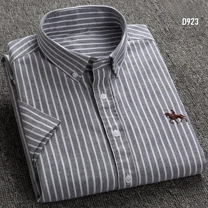 Large size men short sleeve shirt 100% pure cotton oxford tops summer slim fit formal plain shirt Casual Shirts new 6XL business