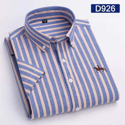 Large size men short sleeve shirt 100% pure cotton oxford tops summer slim fit formal plain shirt Casual Shirts new 6XL business