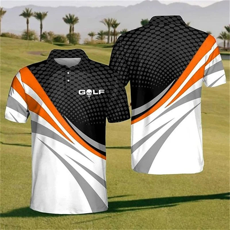 Outdoor Golf Sports Polo T Shirt For Men Fashion Lapel Short Sleeve Shirts Summer Hot Sale Golf Clothing Oversized Button Tops