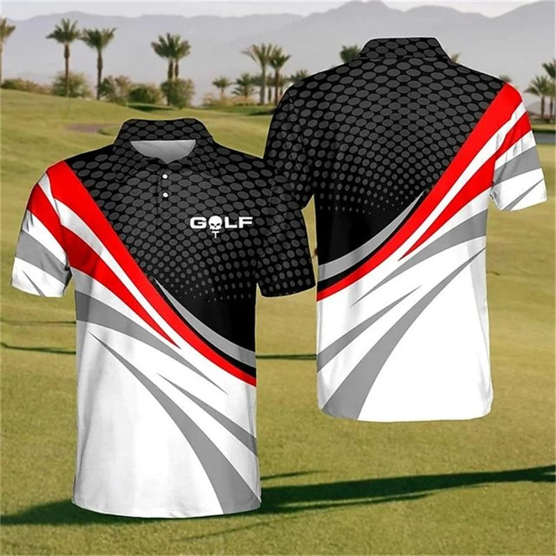 Outdoor Golf Sports Polo T Shirt For Men Fashion Lapel Short Sleeve Shirts Summer Hot Sale Golf Clothing Oversized Button Tops