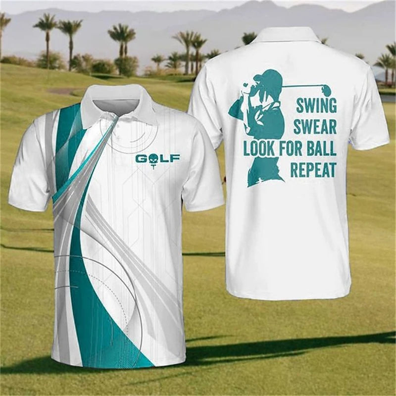 Outdoor Golf Sports Polo T Shirt For Men Fashion Lapel Short Sleeve Shirts Summer Hot Sale Golf Clothing Oversized Button Tops