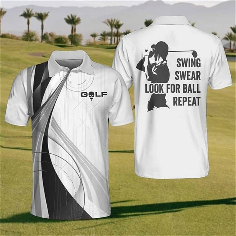 Outdoor Golf Sports Polo T Shirt For Men Fashion Lapel Short Sleeve Shirts Summer Hot Sale Golf Clothing Oversized Button Tops