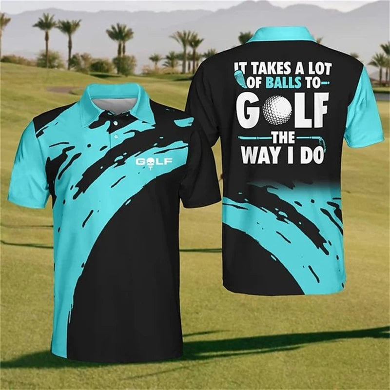 Outdoor Golf Sports Polo T Shirt For Men Fashion Lapel Short Sleeve Shirts Summer Hot Sale Golf Clothing Oversized Button Tops