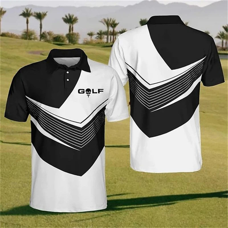 Outdoor Golf Sports Polo T Shirt For Men Fashion Lapel Short Sleeve Shirts Summer Hot Sale Golf Clothing Oversized Button Tops