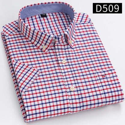 Plus Size 7XL summer Short sleeve shirt 100%cotton shirts for men white plaid striped social slim fit formal business clothing