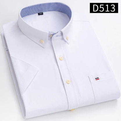 Plus Size 7XL summer Short sleeve shirt 100%cotton shirts for men white plaid striped social slim fit formal business clothing