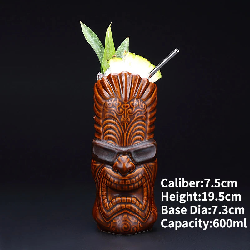 Hawaii Ceramic Tiki Mug Creative Cocktail Cup Easter Island Tiki Mugs Halloween Gift for Bar Tool