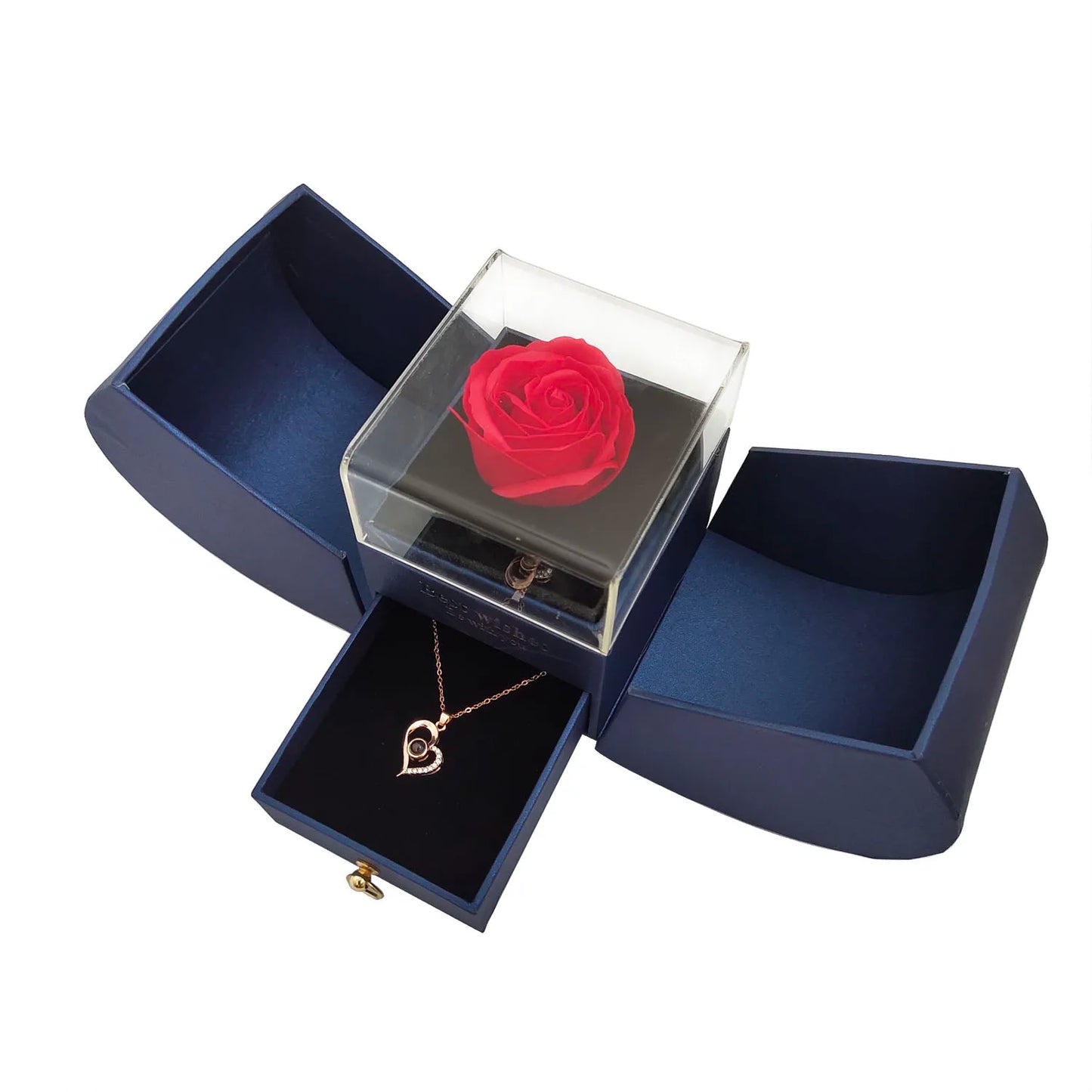 Gift Box with Design Necklace 100 Languages Love You Eternal Roses Birthday Gifts for Her Women Wife Mom Girlfriend Valentines