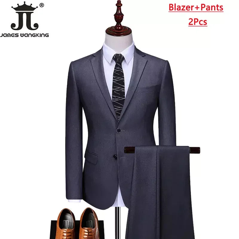 S-6XL Blazer Vest Pants High-end Brand Solid Color Formal Business Office Suit Three-piece Set Groom Wedding Show Dress Party