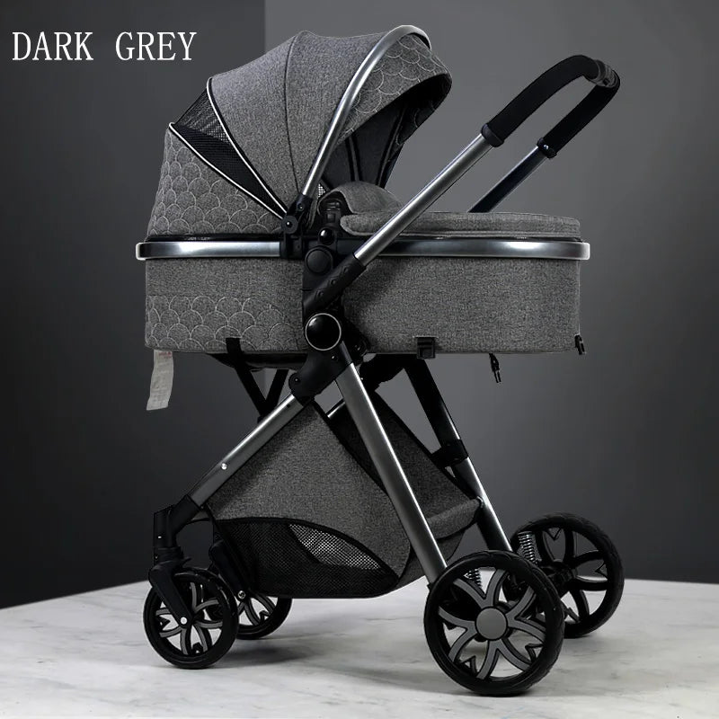 Luxury Baby Stroller 3 in 1 High Landscape Baby Cart Can Sit Can Lie Portable Pushchair Baby Cradel Infant Carrier