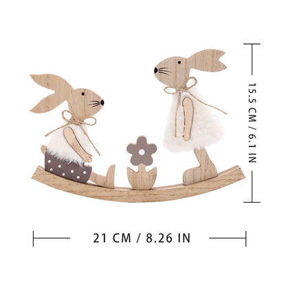 New Easter Painted Rabbit Ornaments Wooden Crafts Home Decoration Door Wall Hanging Pendant Easter Bunny Party Decor