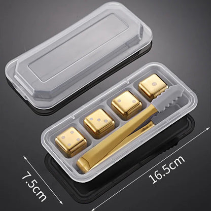 Reusable Whiskey Stones Stainless Steel Ice Cubes Quick-Freeze Wine Cooler Food Grade Metal Pellets Beer Cooler Bar Accessories