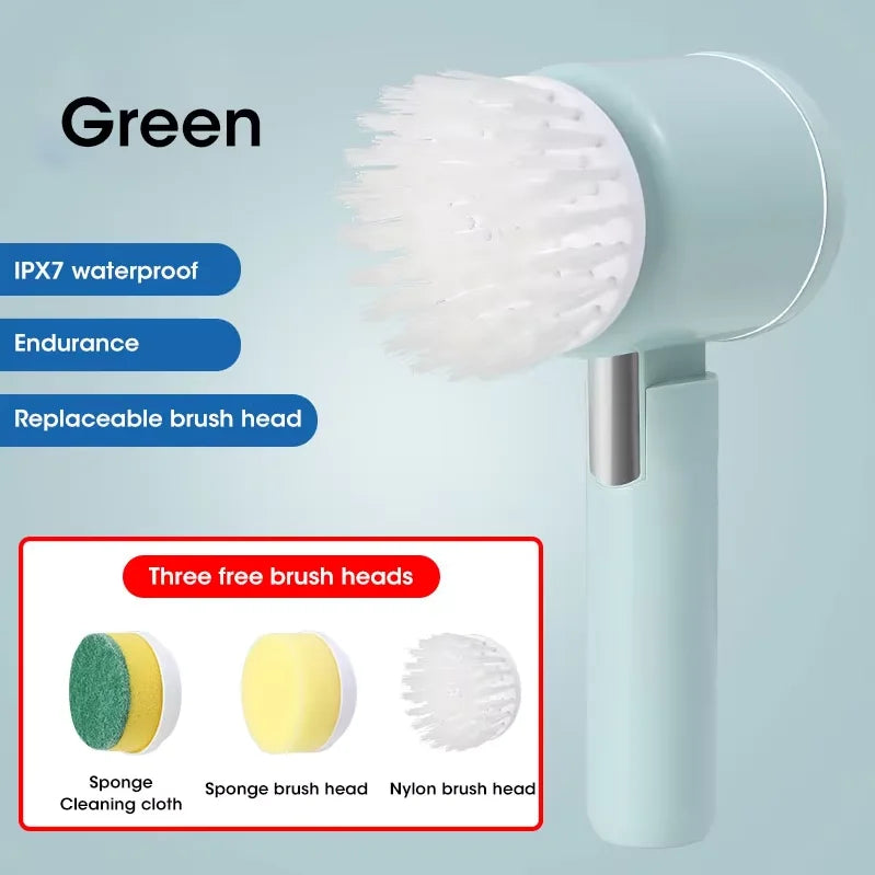 New Electric Spin Scrubber,Bathroom Cleaning Brush Power Scrubber with 5 Replaceable Brush Heads, 5 in 1 Electric Cleaning Brush