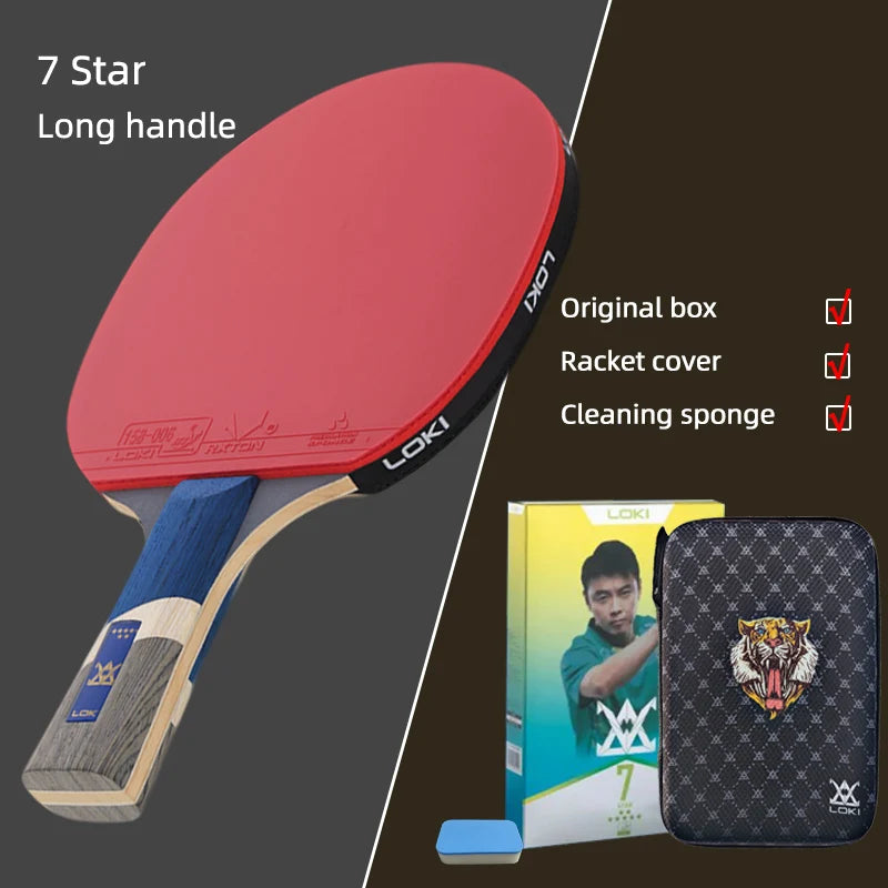 LOKI 9 Star Table Tennis Racket Professional 5+2 Carbon Ping Pong Paddle 6/7/8/9 Star Ultra Offensive with Sticky Rubbers