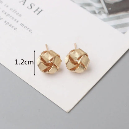 Tiny Metal Stud Earrings for Women Gold Color Twist Round Earrings Small Unusual Earrings boucles d'oreilles Fashion Jewelry