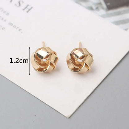 Tiny Metal Stud Earrings for Women Gold Color Twist Round Earrings Small Unusual Earrings boucles d'oreilles Fashion Jewelry