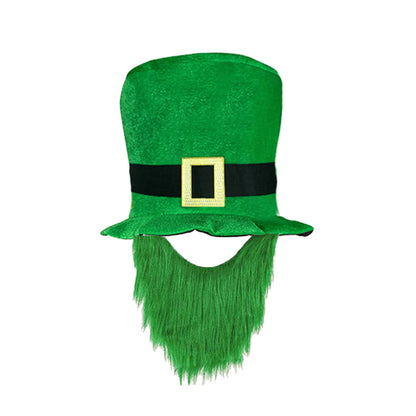 Saint Patricks Day Top Hat Holiday Fake Beard Green Celebration Costume for Irish Festival Birthday Party Decor Supplies