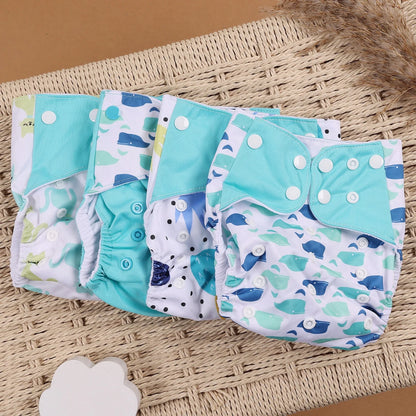 Happyflute 4Pcs/Set Eco-Friendly Cloth Diaper Ecological Reusable Baby Diapers