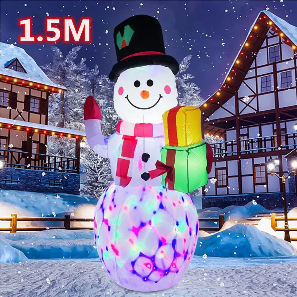 2.1M Christmas Inflatable Santa Claus Riding Polar Bear with LED Inflatable Toy Indoor Outdoor Garden Ornament Xmas Decoration