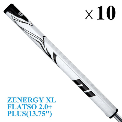 1/10PCS/SET NEW - Golf Grip ZENERGY Flatso XL Plus 2.0 Putter Grip - White / Black length 13.75"