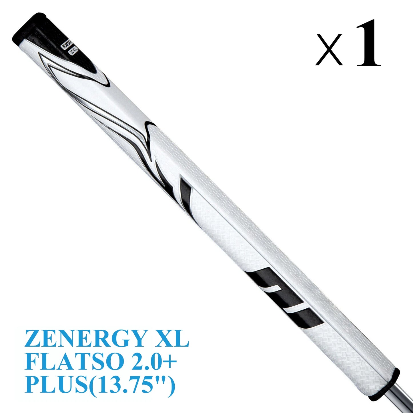 1/10PCS/SET NEW - Golf Grip ZENERGY Flatso XL Plus 2.0 Putter Grip - White / Black length 13.75"