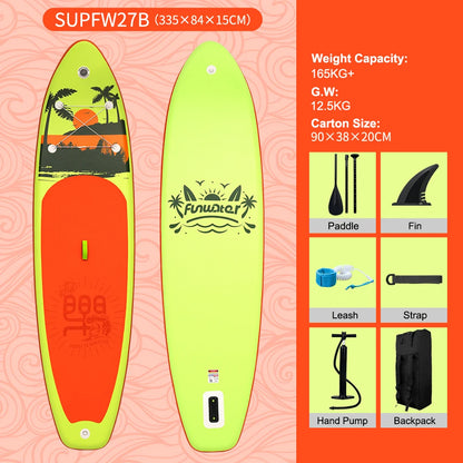 FunWater 335CM US Warehouse Sup Board Inflatable Surfboard Stand Up Paddle Board Inflatable Sup PaddleBoard with Accessories