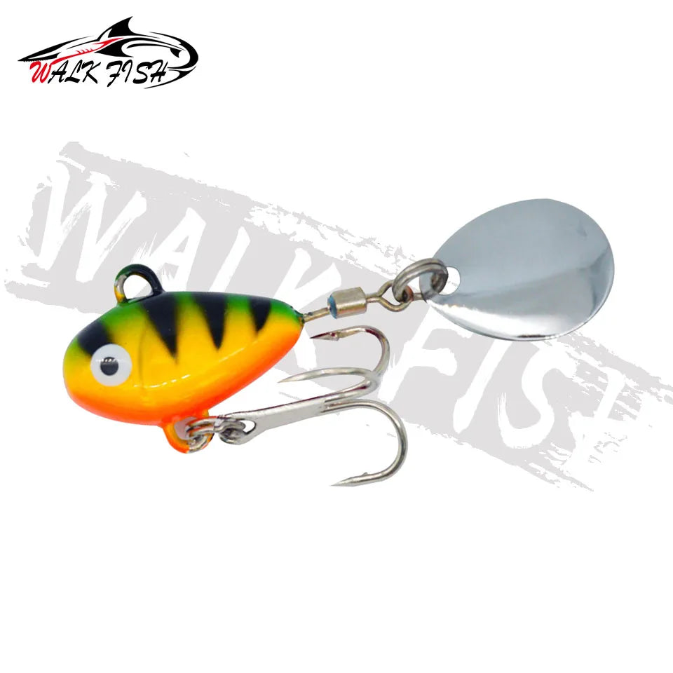 WALK FISH 1PCS New Metal Mini VIB With Spoon Fishing Lure 10g 2.1cm Fishing Tackle Pin Crankbait Vibration Spinner Sinking Bait