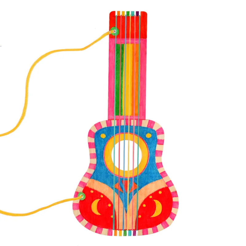 Wooden Handmade DIY Guitar Toys For Kids Drawing Painting Grafffti Filling Coloring Creative Art And Craft Children Musical Toy