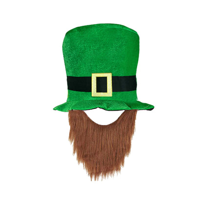 Saint Patricks Day Top Hat Holiday Fake Beard Green Celebration Costume for Irish Festival Birthday Party Decor Supplies