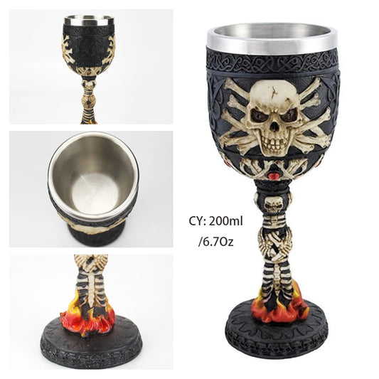 Coolest Gothic Resin Stainless Steel Dragon Skull Goblet Retro Claw Wine Glass Cocktail Glasses Whiskey Cup Party Bar Drinkware