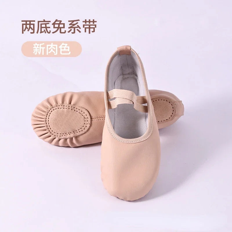 Women's Ballet Slippers for Woman Danseuse PU Leather Professional Dancers for Girls Kids Soft Sole Children Toddler Dance Shoes