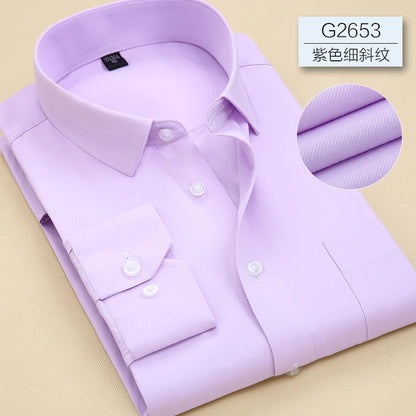 Men Classic Long Sleeve Dress Shirt Regular Pocket Fit Formal Business Work Office Casual Button White Social Shirts S-7XL