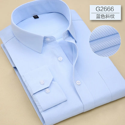 Men Classic Long Sleeve Dress Shirt Regular Pocket Fit Formal Business Work Office Casual Button White Social Shirts S-7XL