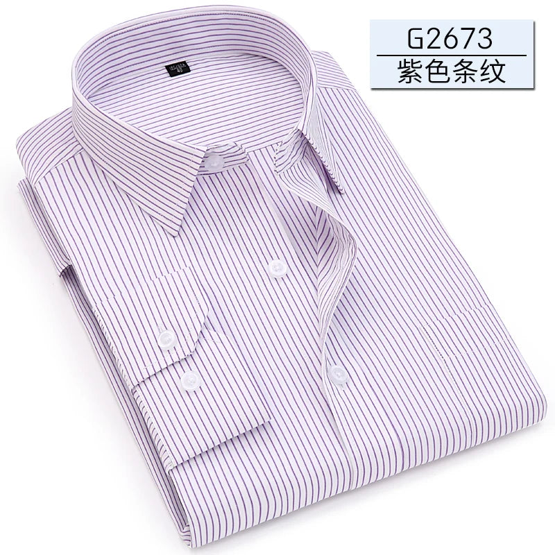 Men Classic Long Sleeve Dress Shirt Regular Pocket Fit Formal Business Work Office Casual Button White Social Shirts S-7XL