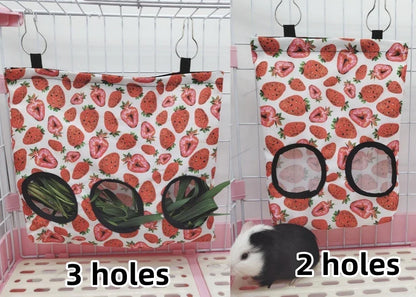 Hay Bag Hanging Pouch Feeder Holder Feeding Dispenser Container for Rabbit Guinea Pig Small Animals Pet Bunny Cage Accessories