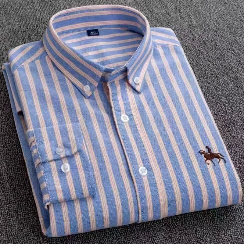 Large size Full Men's Shirts 100% Pure Cotton Oxford business Casual Shirt soft slim fit formal plain shirt Long Sleeve clothes