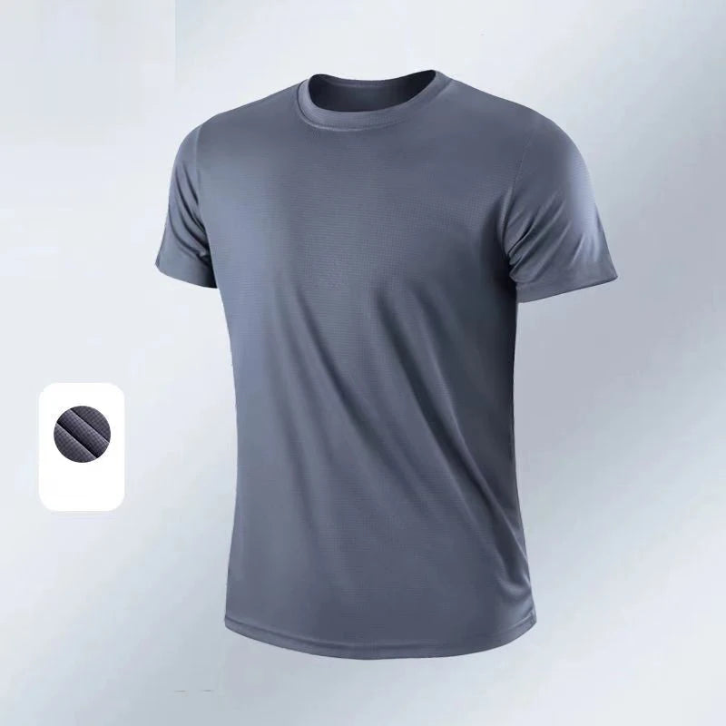 NO LOGO Men's Quick Dry Short Sleeve Gym Running Moisture Wicking Round Neck T-Shirt Training Exercise Gym Sport Shirt Tops