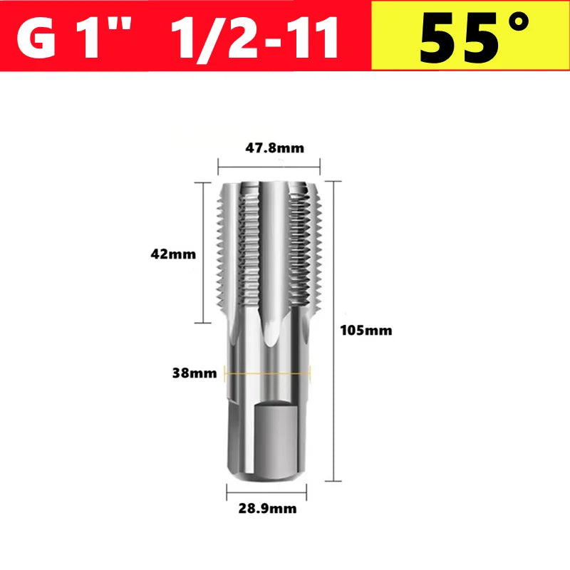 G NPT 55 °/60 ° HSS pipe thread tap 1/8 1/4 3/8 1/2 3/4 1 inch 2 inches, used for internal thread tapping tools in water pipes